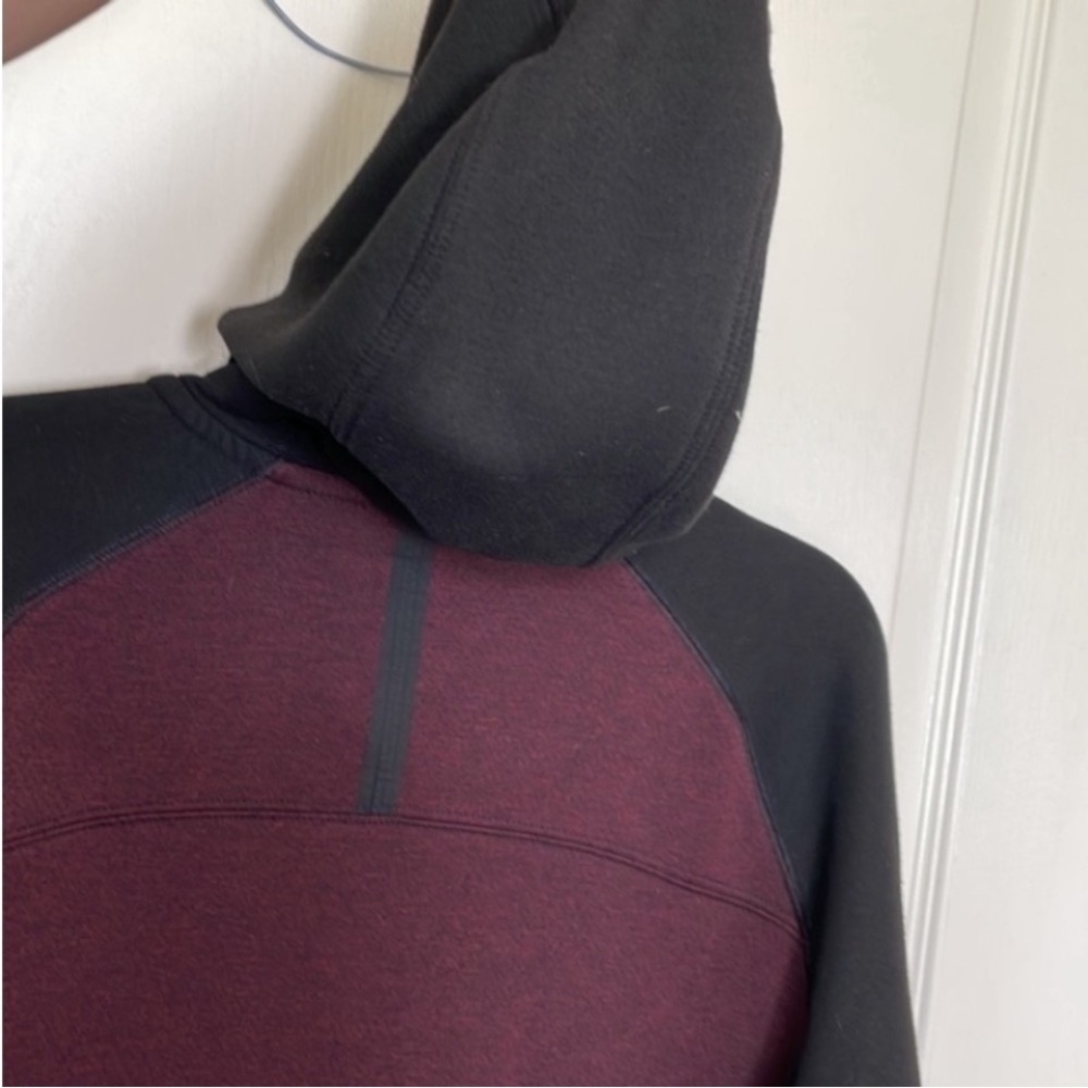 American Eagle Flex Zip Sweatshirt Burgundy Gray Heavyweight Hoodie Winter Gift - Picture 12 of 16